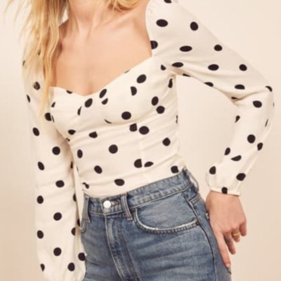 NWT Reformation Reign Bustier Top | White | Polka Dot | Size 12 - Picture 4 of 13